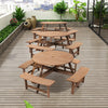 8 Seater Wooden Round Picnic Table and Bench Set Garden Furniture Set Outdoor
