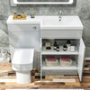 Grey Bathroom Vanity Unit Sink Cabinet Right Hand Basin Storage with WC Toilet
