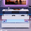 LED Coffee Table With Lift Top and Storage Drawers Living Room Furniture White