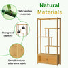 Tall Bamboo Bookcase Ladder Open Bookshelf with Cabinet for Living Room Library