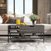 Lift Top Coffee Table Living Room Table w/ Storage Shelf-Grey