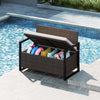 150L Outdoor Storage Bench PE Rattan Deck Box Seat w/Cushion-Brown