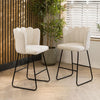 Set of 2 Counter Height Kitchen Bar Stools Scalloped Shell Back Cream