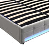 Double Bed Upholstered Bed Grey Fabric Gas Lift Ottoman Storage Bed Frame 4ft6