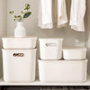 White Storage Boxes with Lid Plastic Storage Basket Cupboard Organiser Stackable