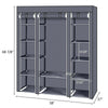 LARGE FABRIC CANVAS WARDROBE WITH HANGING SHELVING CLOTHES STORAGE CLOSET