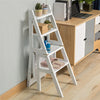 3-in-1 Wooden Stepladder Convertible Folding Step Stool Chair Display Rack Stand