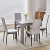 Small Space Dining Set 5Pcs Square Dining Table+ 4 Dining Chairs Set Grey Wooden
