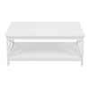 2 Tier White Wood Coffee End Table Modern Storage Shelf Living Room Home Office