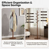 Wooden Coat Rack Freestanding Tree Stand Heavy Duty Coat Hanger Stand w/8 Hooks