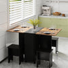Vintage Wooden Drop Leaf Dining Table & 4 Stools Set Foldable Kitchen Furniture