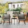 3 Pieces Rattan Bistro Set, Wicker Garden Furniture Set w/ Cushions