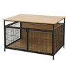 Large Wooden Dog Crate Heavy Duty Metal Bar Pet Kennel Cage Side End Table