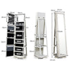 360 Rotating Mirrored Jewelry Cabinet Free Standing Jewelry Armoire With Lock