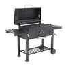 Large BBQ Trolley Two Arm Garden Smoker Charcoal Grill Barbecue Side Shelf Wheel