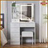 White Dressing Table with LED Lights Mirror Vanity Make up Desk Stool Set Drawer