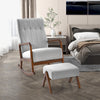 Modern Rocking Chair Upholstered Fabric Rocker Glider Chair with Ottoman