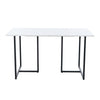 Dining Table 140 cm Rectangular Marble Effect Kitchen Table w/ Black Metal Legs