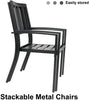 Set of 2 Garden Dining Chair Set Outdoor w/ High Back Armrest Black Stackable