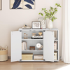 Shoe Cabinet Wooden White Storage Cupboard Double Doors Adjustable Shelves Hall