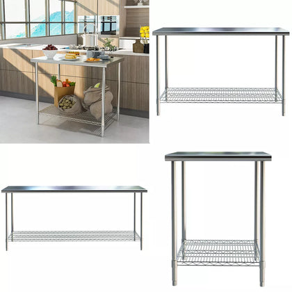2/3/4/5/6 FT Stainless Steel Table Commercial Catering Work Prep Kitchen Bench