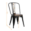 SOLID WOOD TOP SQUARE METAL DINING TABLE WITH 2/4 CHAIRS STOOL INDUSTRIAL STYLE