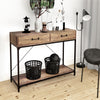 Console Side End Table W/2 Drawer Shelf Hallway Wooden Furniture 2-Tire Storage