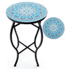 Outdoor Patio Side Table Mosaic Accent Table Coffee Table Porch Plant Stand Blue