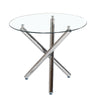 Modern Kitchen Dining Table Round Clear Glass Tabletop Chrome Cross Tube Legs