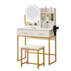 Modern Dressing Table Vanity Set with LED Mirror Stool 2 Drawers