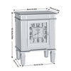 Stunning Mirrored End Table Bedside Desk Slim Storage Cabinet with Clock Display
