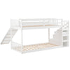 Double Bunk Beds 3FT Single Pine Wooden Bed Kids Sleeper with Slide and Ladder