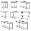 Commercial Stainless Steel Catering Table Work Bench Worktop Backsplash / Wheel