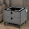 LED Bedside Table 2 Drawers Wireless Charging Nightstand Cabinet Storage Modern
