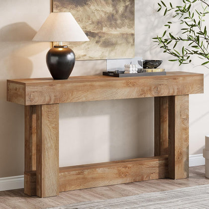 63-Inch Console Table, Farmhouse Wooden Entryway Sofa Table Behind the Couch