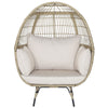 Patio Wicker Egg Chair Oversized Indoor Outdoor Lounge Chair with 4 Cushions