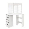 Bedroom Vanity Set White Dressing Table Makeup Desk with Mirror 5 Drawers Stool