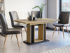 Extendable Dining Table Oak Finish Extending 140 180cm Black Pillar Frame Ford