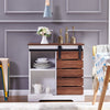 Retro Sliding Barn Door Sideboard with 2-Tier Shelves Storage Cabinet Kitchen