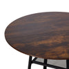 120cm Rustic Wood Dining Table Round Kitchen Table with Shelf Home Furniture