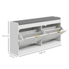 Shoe Storage Bench with 2 Flip Drawers, Cushion, 2 Vents for 8 Pairs of Shoes