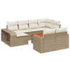 Garden Sofa Set 11 Piece with Cushions Table Shelf Outdoor Beige Poly Rattan