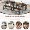 Wooden Kitchen Table Set 3 PCS Dining Table with 2 benches