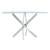 120cm Glass Console Table with Clear Tempered Glass and Chrome Cross Legs UK
