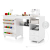 Portable Rolling Sewing Cabinet Craft Table with Lockable Casters-White