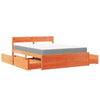 Bed with Drawers and Wax Brown 160x200 Solid Wood Pine G1Y2