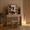 Dressing Table with LED Mirror Modern Makeup Desk Vanity Table Set + Stool White