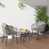 3 Piece Rattan Bistro Set with Cushions Grey