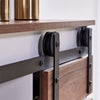 Retro Sliding Barn Door Sideboard with 2-Tier Shelves Storage Cabinet Kitchen