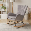 Upholstered Rocking Chair Bedroom Modern Single Sofa Accent Armchair Rocker Grey